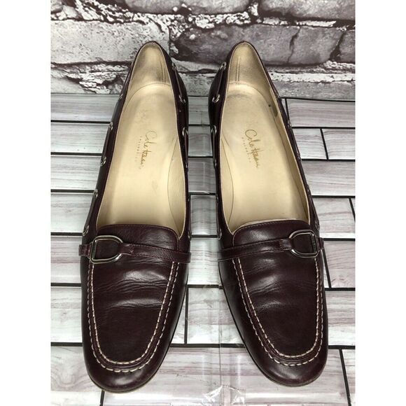 Cole Haan Collection Maroon Leather Closed Kitten Heels Women’s Sz 7.5B US/38EU - Picture 1 of 16